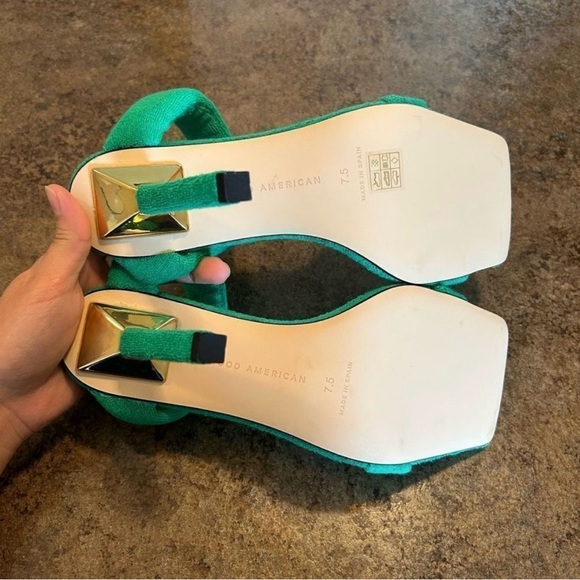 Good American Green Terry Cloth Heels Shoes Size: 7.5 NWT - Picture 6 of 13